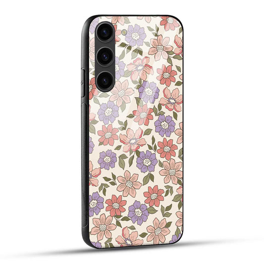 Samsung Galaxy S23 5G Back Cover Flowers In Retro  Printed Glass Case