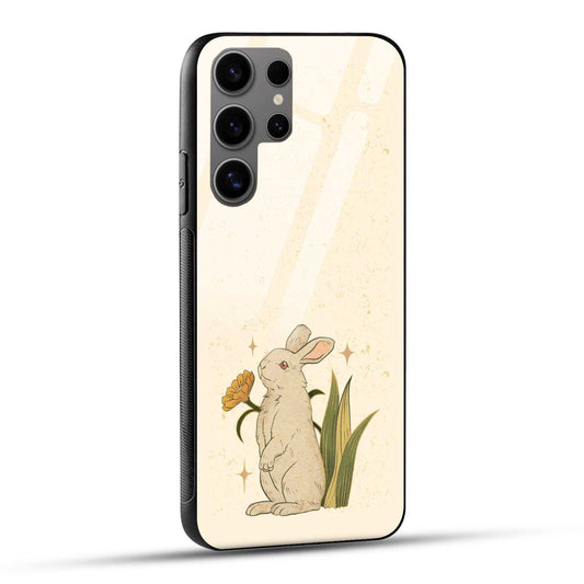 Samsung Galaxy S24 Ultra 5G Back Cover Vintage Rabbit Printed Glass Case