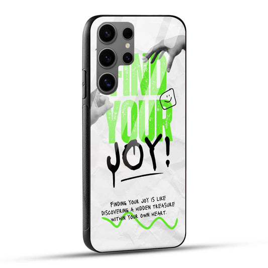 Samsung Galaxy S24 Ultra 5G Back Cover White Green Grunge Find Your Joy Printed Glass Case