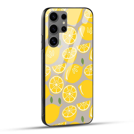 Samsung Galaxy S24 Ultra 5G Back Cover Yellow Modern Lemon Printed Glass Case
