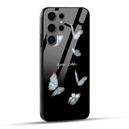 Samsung Galaxy S24 Ultra 5G Back Cover Black Delicate Phrase Printed Glass Case