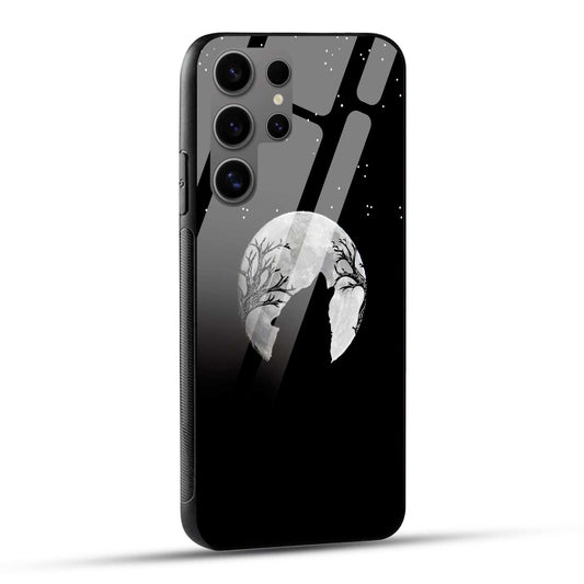 Samsung Galaxy S24 Ultra 5G Back Cover Black Modern Wolf Printed Glass Case