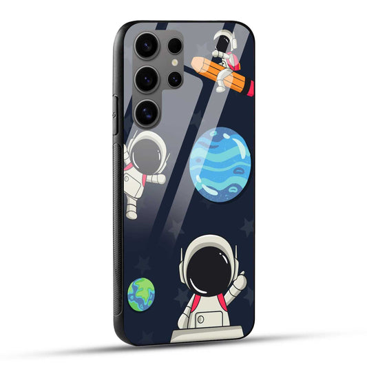Samsung Galaxy S24 Ultra 5G Back Cover Blue Illustrative Astronaut Printed Glass Case