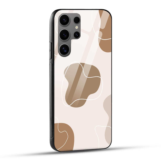 Samsung Galaxy S24 Ultra 5G Back Cover Brown Beige Blob Shape Printed Glass Case