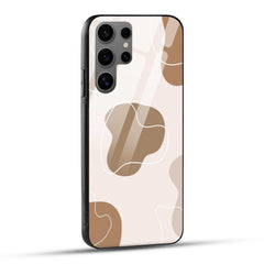 Samsung Galaxy S24 Ultra 5G Back Cover Brown Beige Blob Shape Printed Glass Case