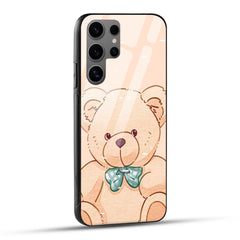 Samsung Galaxy S24 Ultra 5G Back Cover Brown Illustrated Teddy Bear Printed Glass Case