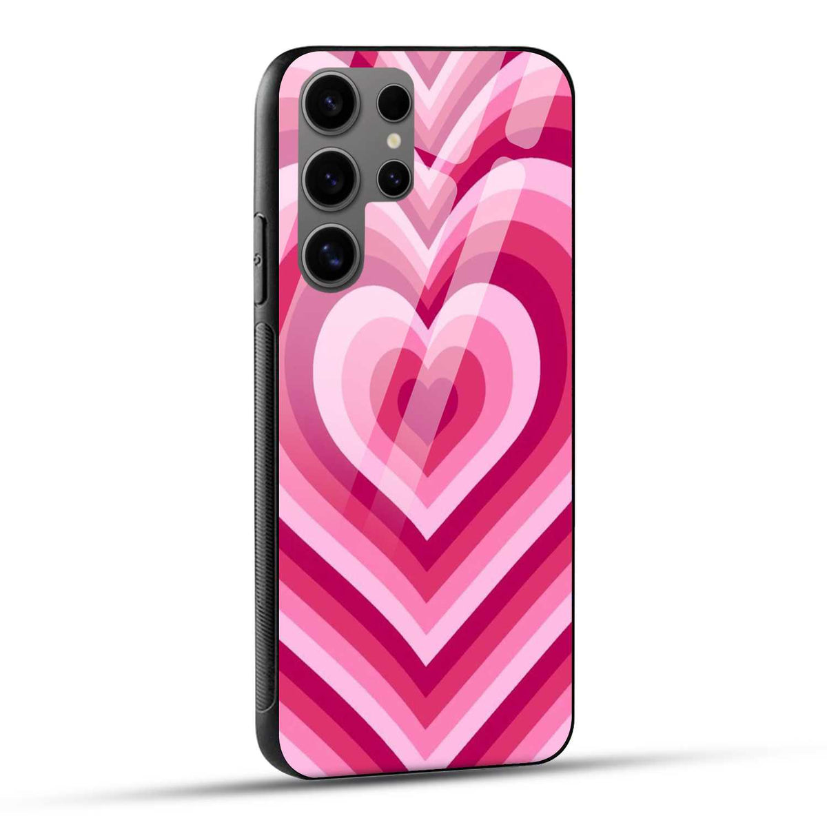 Samsung Galaxy S24 Ultra 5G Back Cover Pink Love Hearts Printed Glass Case