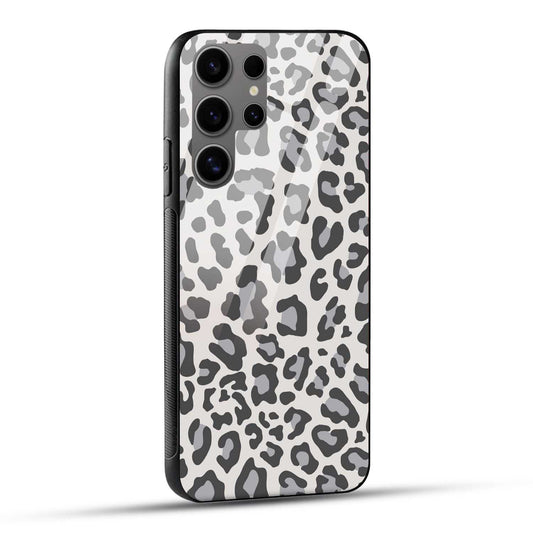 Samsung Galaxy S24 Ultra 5G Back Cover Gray And White Leopard Print Printed Glass Case
