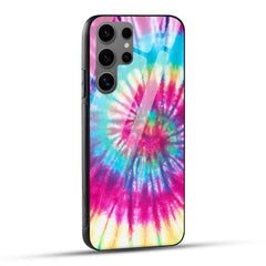 Samsung Galaxy S24 Ultra 5G Back Cover Tie-Dye Pink Texture Printed Glass Case