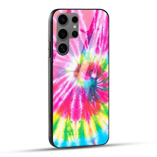 Samsung Galaxy S24 Ultra 5G Back Cover Tie-Dye Yellow Texture Printed Glass Case