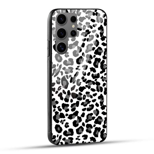 Samsung Galaxy S24 Ultra 5G Back Cover Black And White Leopard Printed Glass Case