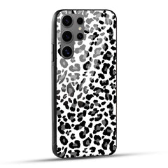 Samsung Galaxy S24 Ultra 5G Back Cover Black And White Leopard Printed Glass Case