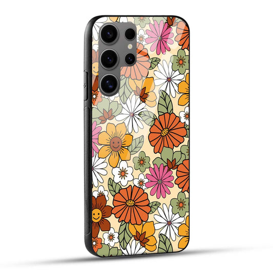 Samsung Galaxy S24 Ultra 5G Back Cover Beautiful Floral Background Printed Glass Case