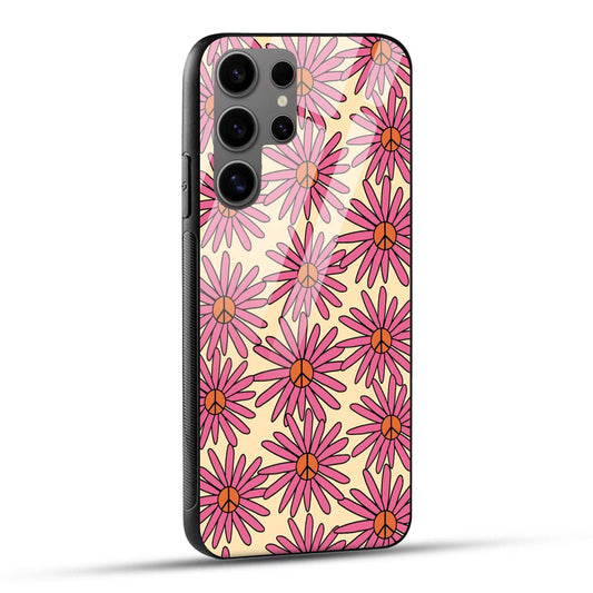 Samsung Galaxy S24 Ultra 5G Back Cover Retro Floral Doodle Printed Glass Case