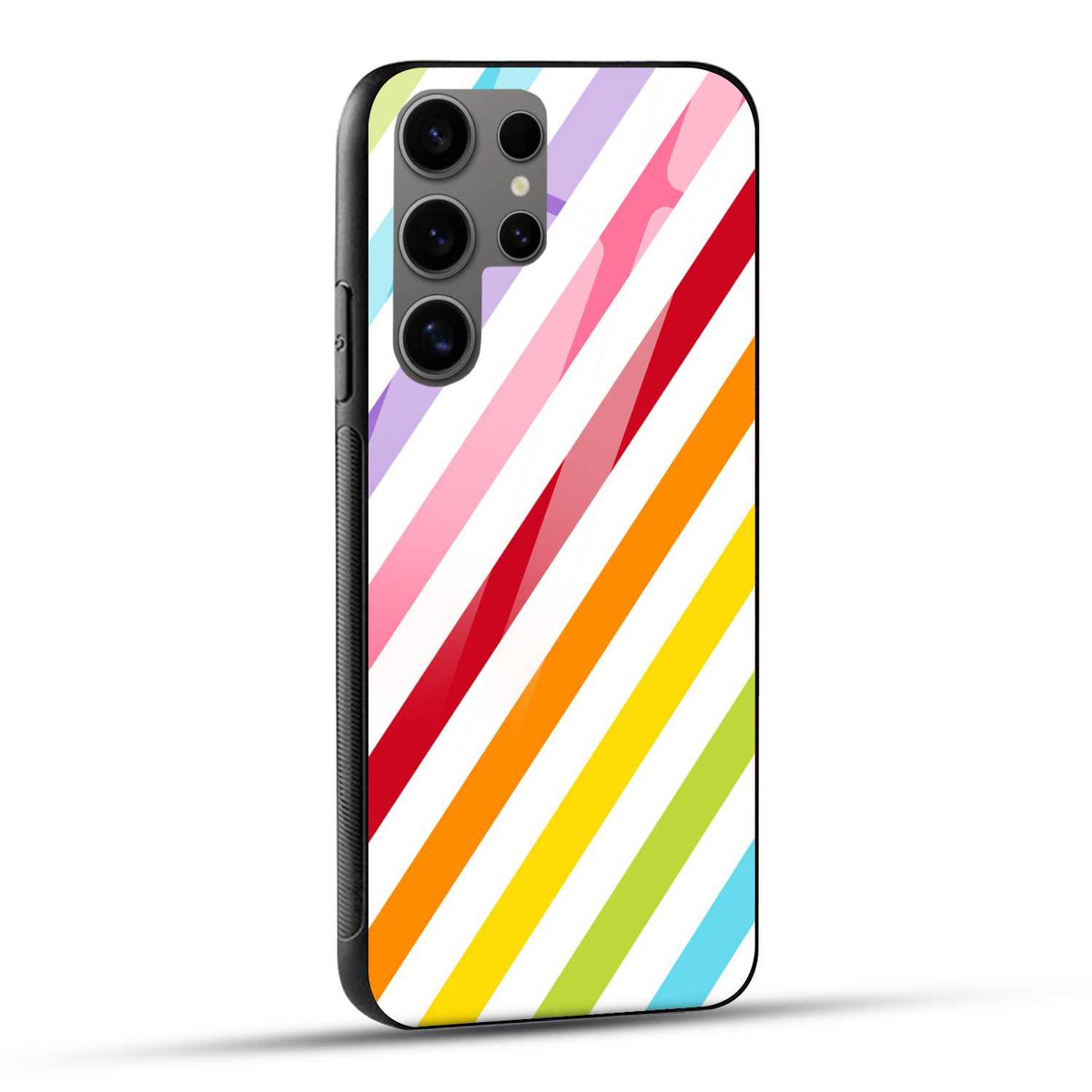 Samsung Galaxy S24 Ultra 5G Back Cover Colorful Striped Printed Glass Case