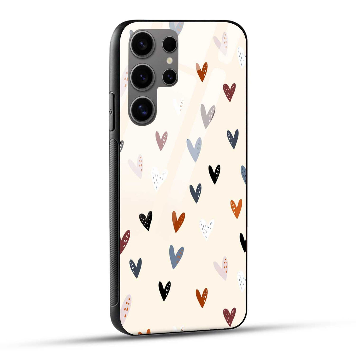 Samsung Galaxy S24 Ultra 5G Back Cover Seamles Doodle Of Hearts Printed Glass Case