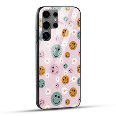 Samsung Galaxy S24 Ultra 5G Back Cover Seamless Smiley And Flower Art Printed Glass Case