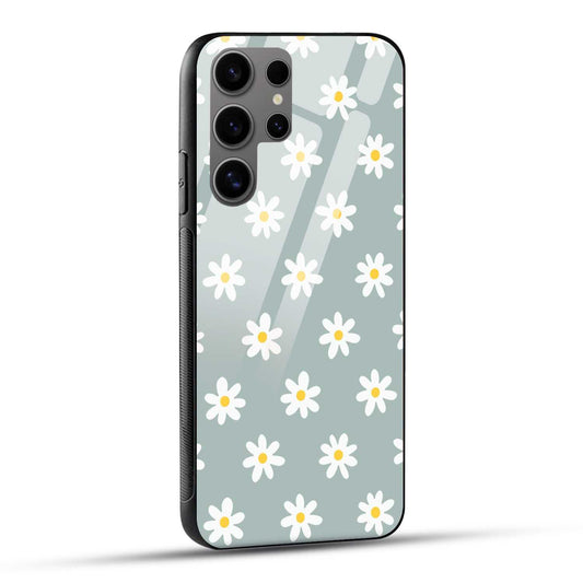Samsung Galaxy S24 Ultra 5G Back Cover Seamless Flower Doodle Printed Glass Case