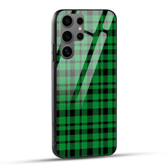 Samsung Galaxy S24 Ultra 5G Back Cover Green Checks Pattern Printed Glass Case