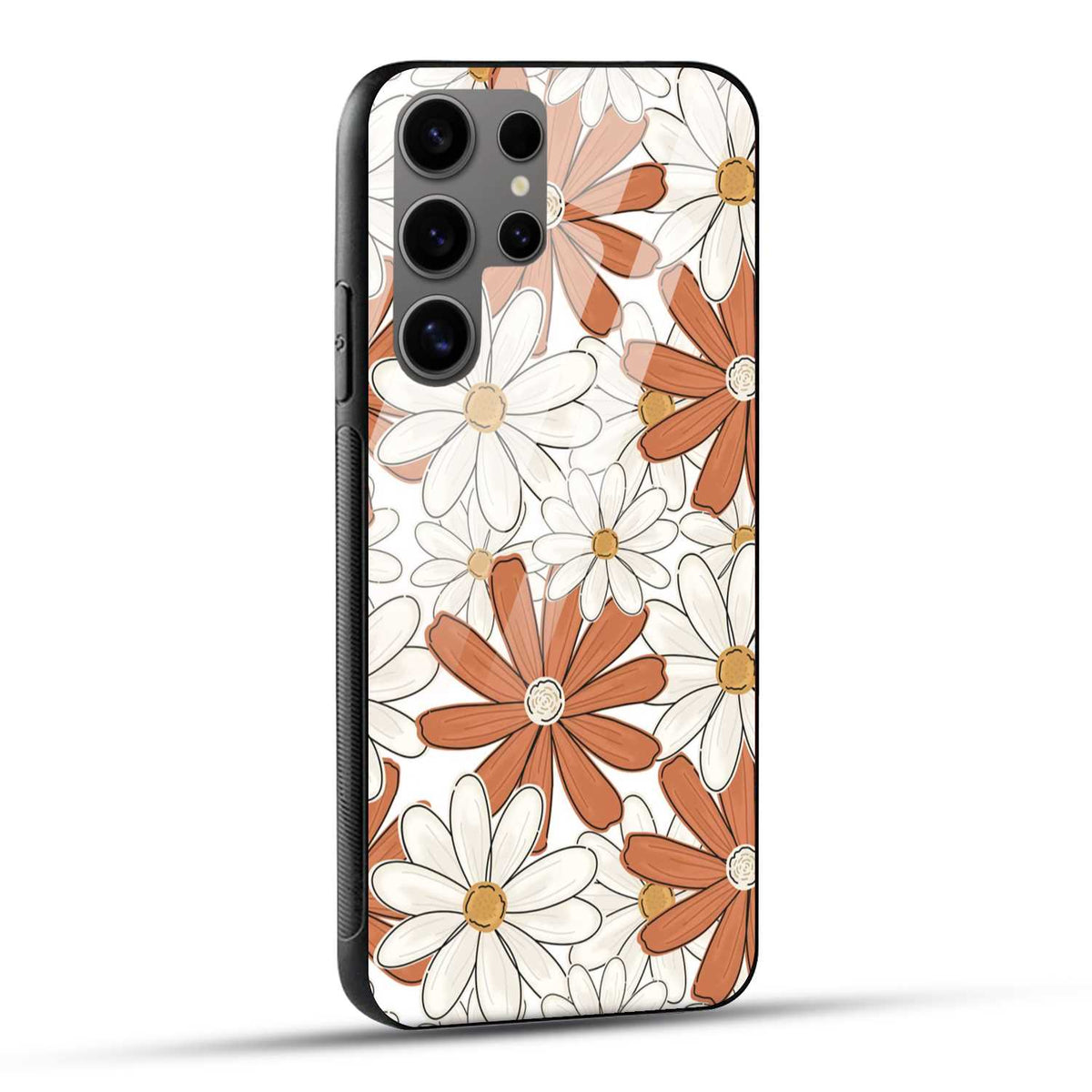 Samsung Galaxy S24 Ultra 5G Back Cover Retro Flower Doodle Art Printed Glass Case