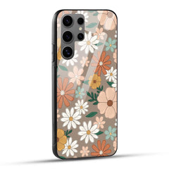 Samsung Galaxy S24 Ultra 5G Back Cover Retro Flower Doodle Arts Printed Glass Case