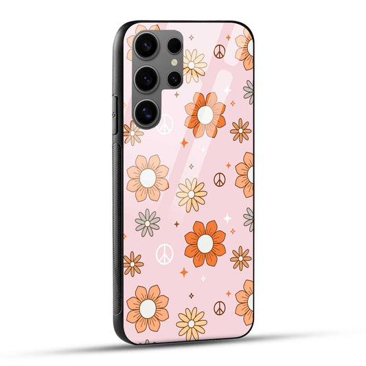 Samsung Galaxy S24 Ultra 5G Back Cover Retro Aesthetic Flowers Printed Glass Case