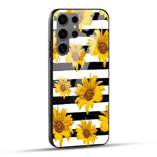 Samsung Galaxy S24 Ultra 5G Back Cover Beautiful Sunflower Doodle Art Printed Glass Case