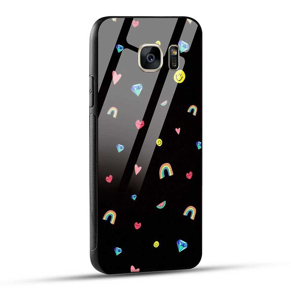 Samsung Galaxy S7 Back Cover Black Designer Glass Case
