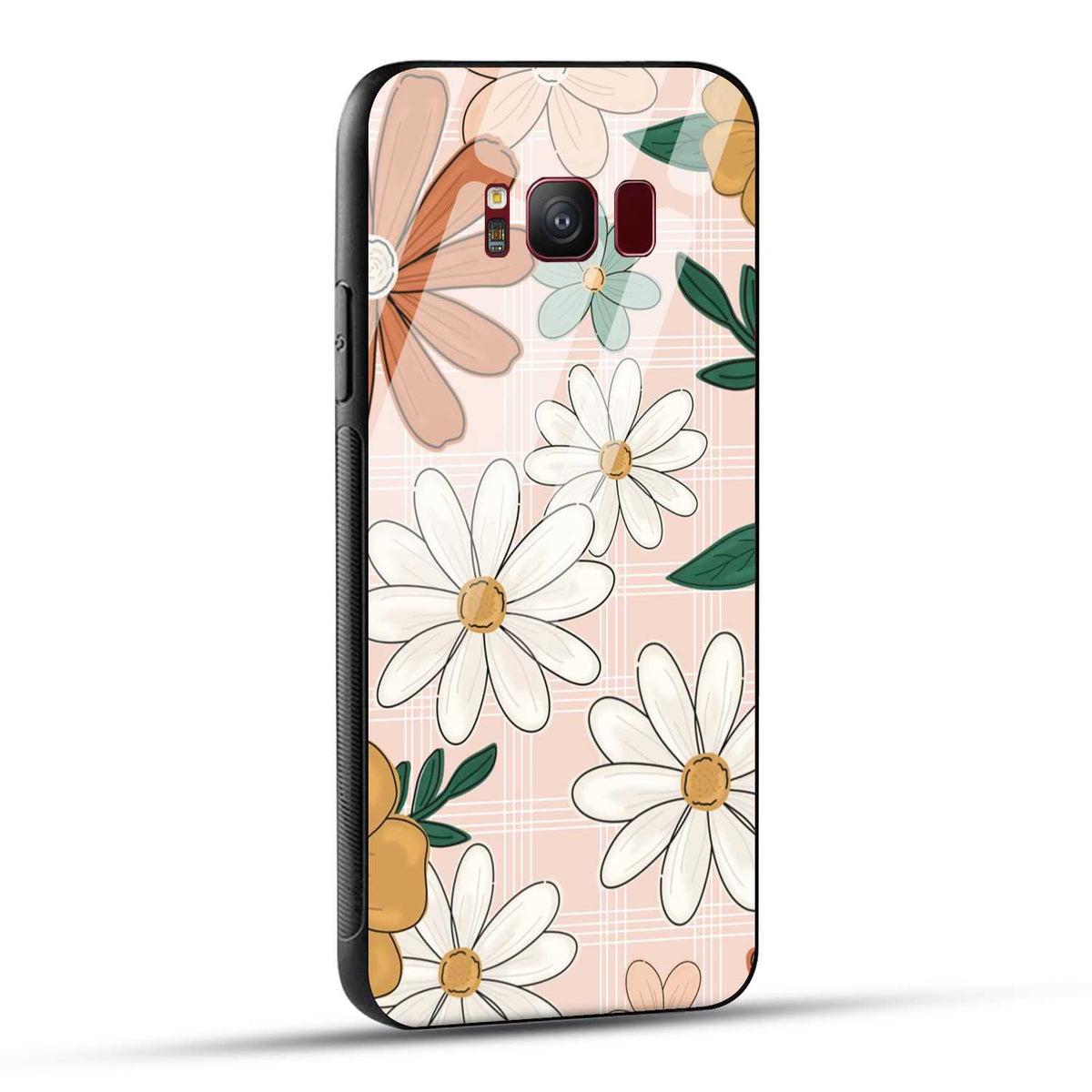 Samsung Galaxy S8 Back Cover Retro Flower Art Printed Glass Case