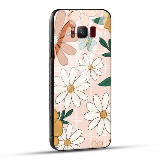 Samsung Galaxy S8 Back Cover Retro Flower Art Printed Glass Case