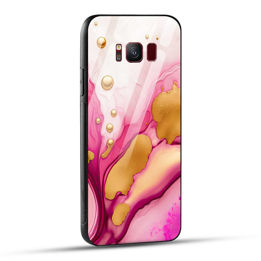 Samsung Galaxy S8 Back Cover Golden Marble Printed Glass Case