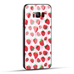 Samsung Galaxy S8 Back Cover Doodle Of Strawberries Printed Glass Case