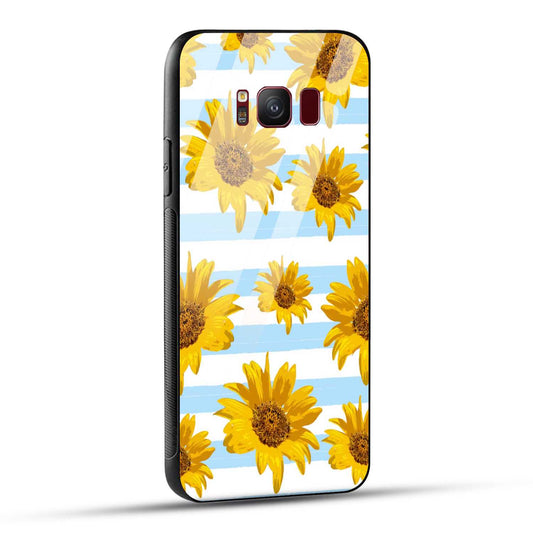 Samsung Galaxy S8 Back Cover Beautiful Sunflower Doodle Printed Glass Case