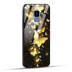Samsung Galaxy S9 Back Cover Golden Butterfly Printed Glass Case