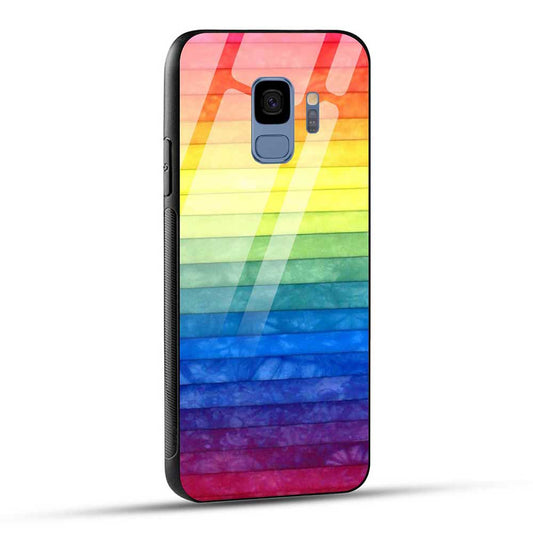 Samsung Galaxy S9 Back Cover Rainbow Color Stripes Glass Case