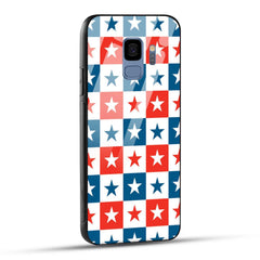 Samsung Galaxy S9 Back Cover Blue And Red Star Print Printed Glass Case