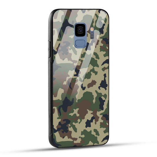 Samsung Galaxy S9 Back Cover Army Pattern Printed Glass Case