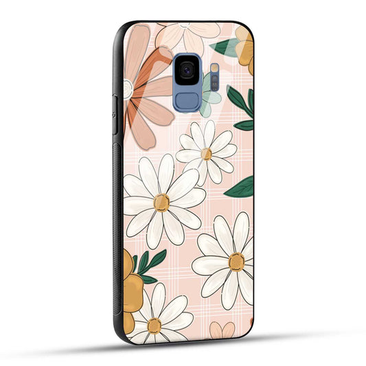 Samsung Galaxy S9 Back Cover Retro Flower Art Printed Glass Case