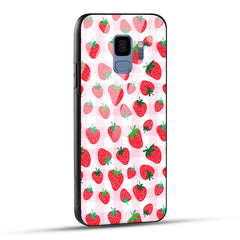 Samsung Galaxy S9 Back Cover Doodle Of Strawberries Printed Glass Case