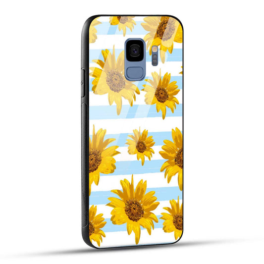Samsung Galaxy S9 Back Cover Beautiful Sunflower Doodle Printed Glass Case