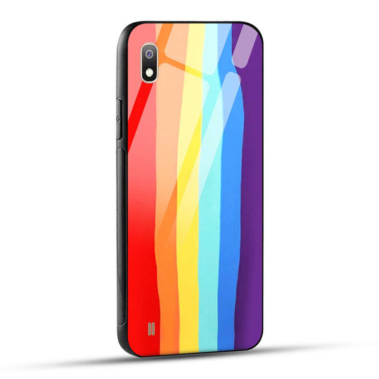 Samsung Galaxy A10 Back Cover Rainbow Color Printed Glass Case
