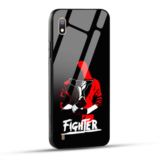 Samsung Galaxy A10 Back Cover Fighter Printed Glass Case
