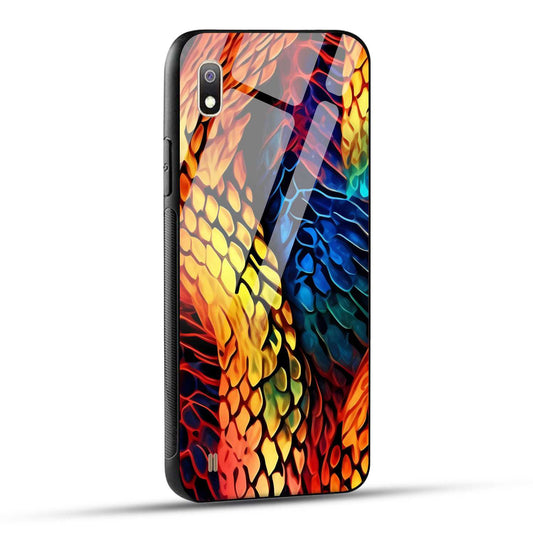 Samsung Galaxy A10 Back Cover Colorburst Jungle Rainbow Animal Spots Printed Glass Case
