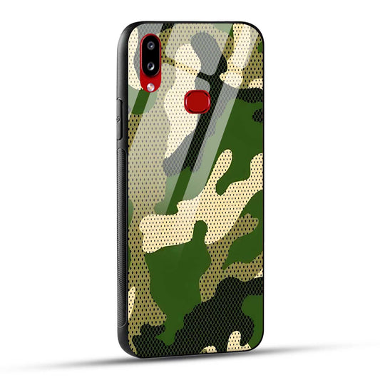 Samsung Galaxy A10s / Samsung Galaxy M01s Back Cover Camouflage Printed Glass Case