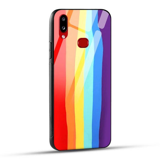 Samsung Galaxy A10s / Samsung Galaxy M01s Back Cover Rainbow Color Printed Glass Case