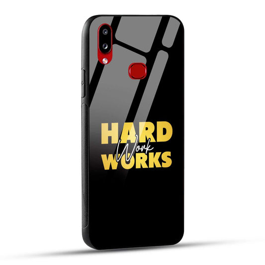Samsung Galaxy A10s / Samsung Galaxy M01s Back Cover Hard Work Works Empowerment Quote Printed Glass Case