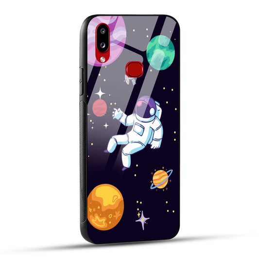 Samsung Galaxy A10s / Samsung Galaxy M01s Back Cover Colorful Illustration Astronaut Printed Glass Case