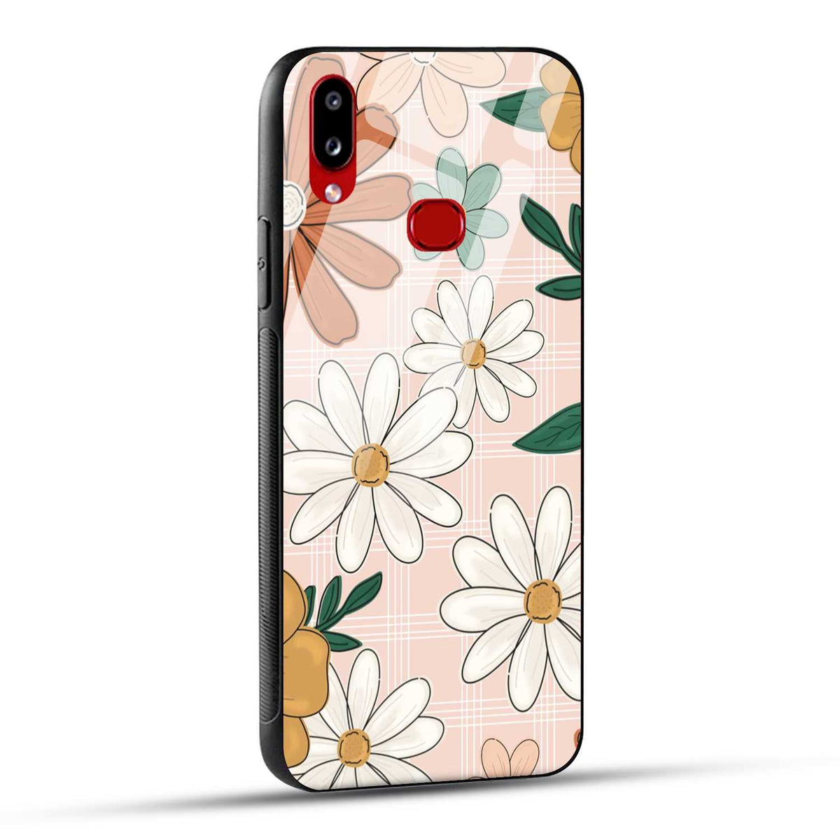 Samsung Galaxy A10s / Samsung Galaxy M01s Back Cover Retro Flower Art Printed Glass Case