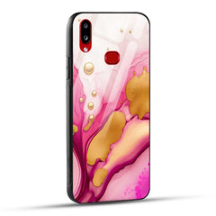 Samsung Galaxy A10s / Samsung Galaxy M01s Back Cover Golden Marble Printed Glass Case