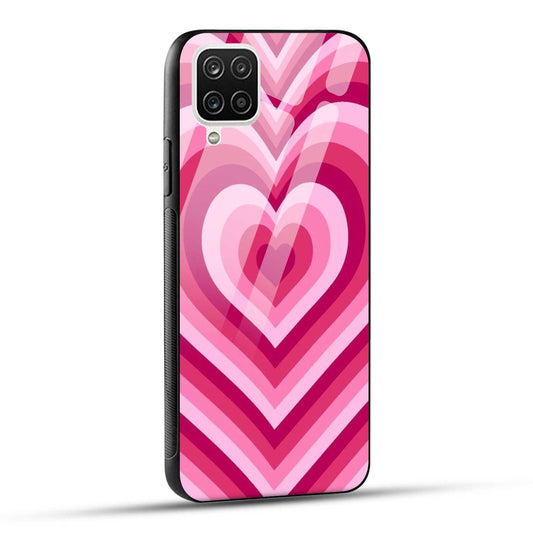 Samsung Galaxy A12 / M12 / F12 Back Cover Love Hearts Printed Glass Case